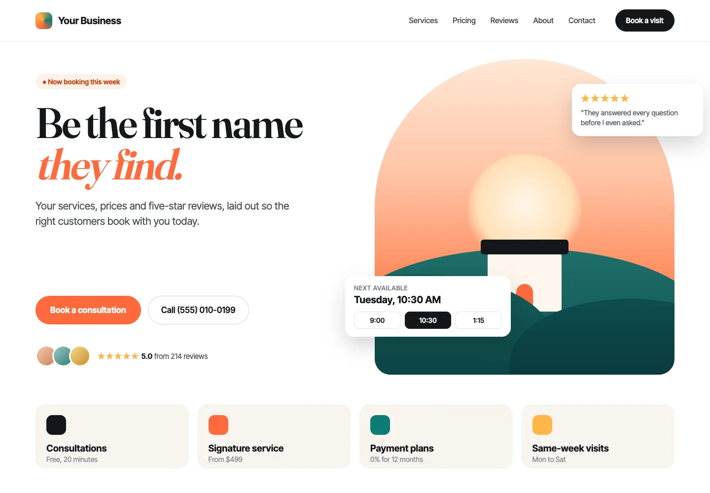 A sample rebuilt homepage