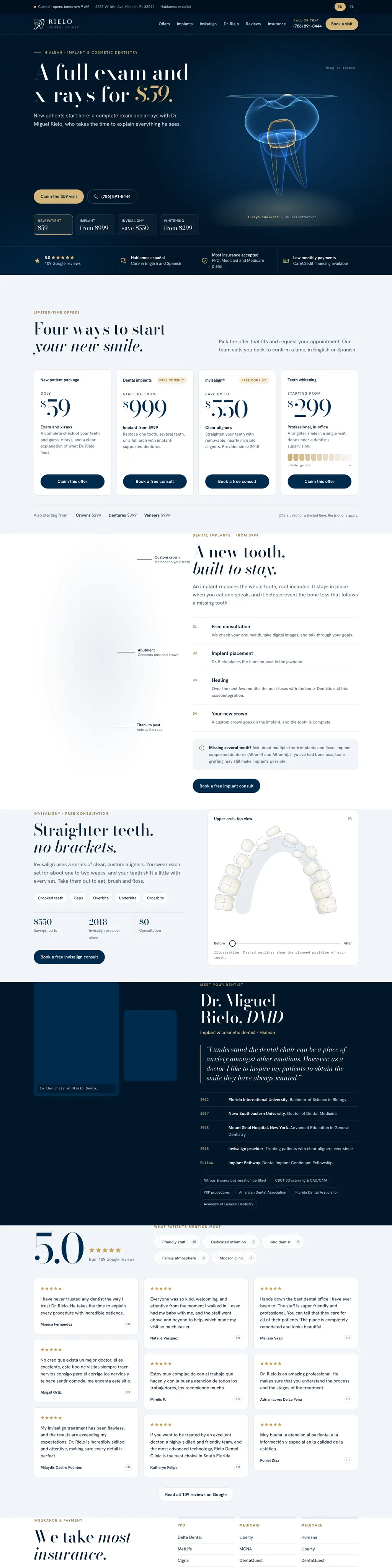 Dental clinic homepage